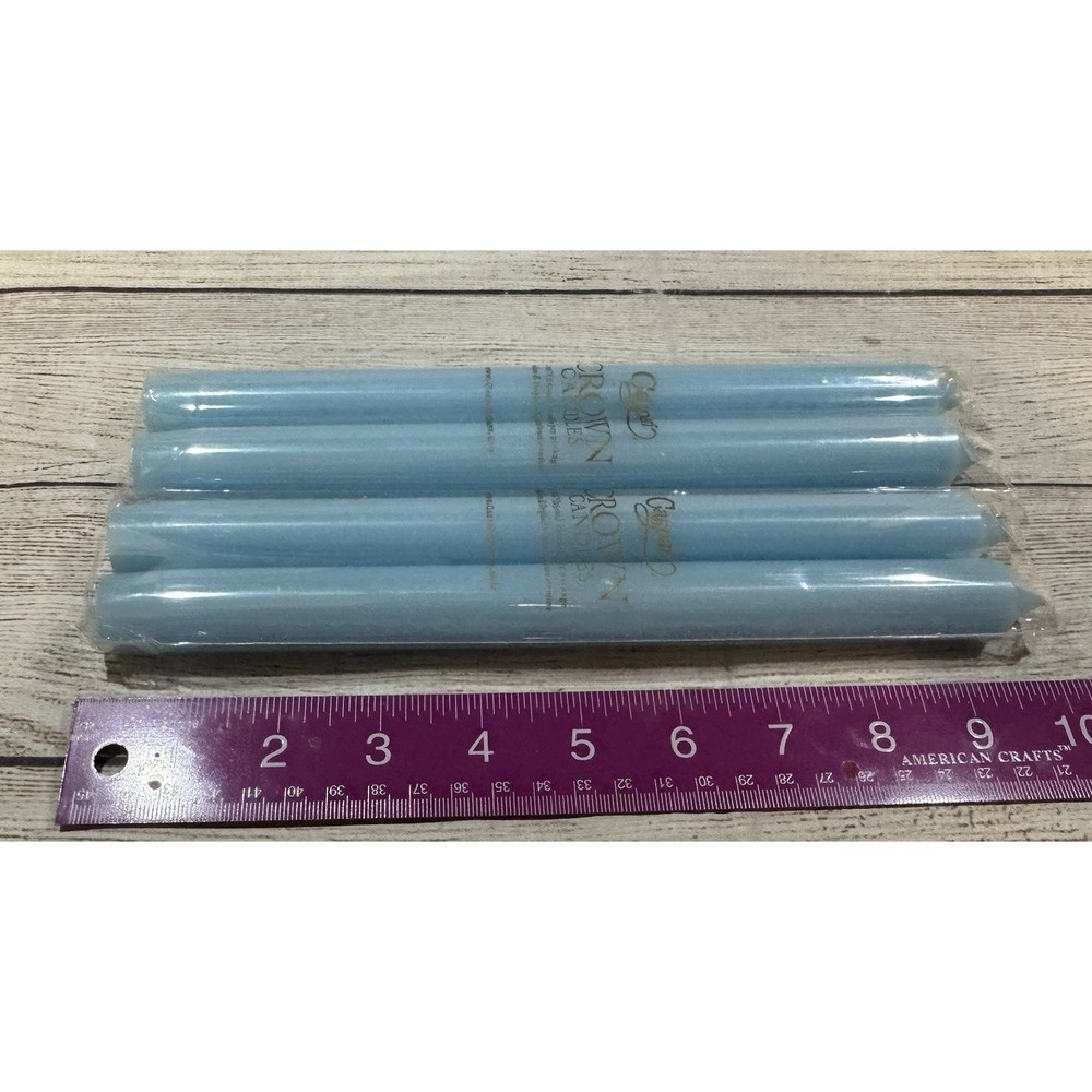 Caspari Crown 10" Candles 2 Packages - Lot of 4 Aqua Duet CA63.2 NEW GTub11 - Picture 2 of 3